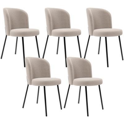 Kit 5 Cadeiras Sala De Jantar Estofada Gavi L02 Bouclê Creme