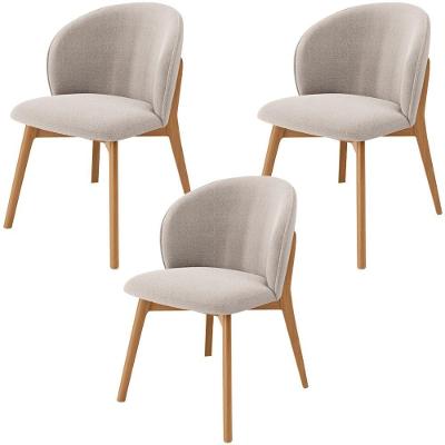 Kit 03 Cadeiras De Jantar E Estar Living Estofada Mia L02 Bouclê Bege