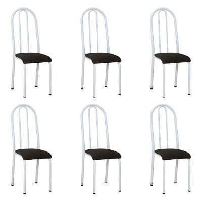 Kit 6 Cadeiras De Cozinha Flórida Estampado Preto Pés De Ferro Branco