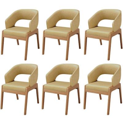 Kit 06 Cadeiras De Jantar E Estar Living Estofada Lince L02 Couríssimo Casco Fendi - Lyam Decor