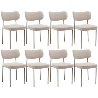 Kit 08 Cadeiras Estofadas Para Sala De Jantar Melina Base Arena L02 Bouclê Creme - Lyam Decor
