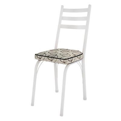 Kit 4 Cadeiras De Cozinha Luisiana Estampado Cedro Pés De Ferro Branco