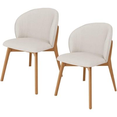 Kit 02 Cadeiras De Jantar E Estar Living Estofada Mia L02 Linho Cru - Lyam Decor