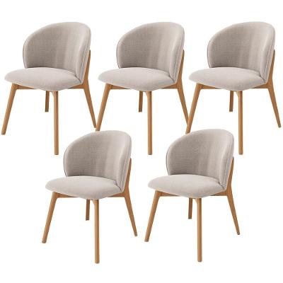 Kit 05 Cadeiras De Jantar E Estar Living Estofada Mia L02 Bouclê Bege - Lyam Decor