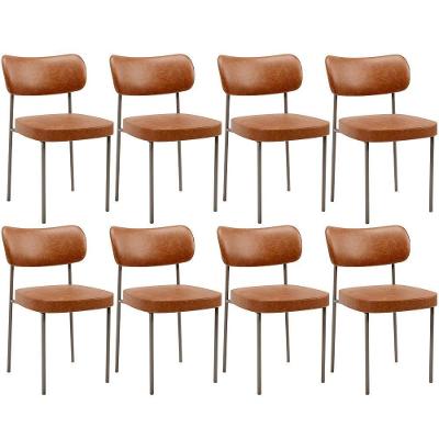 Kit 08 Cadeiras Estofadas Para Sala De Jantar Melina Base Arena L02 Couríssimo Camel - Lyam Decor