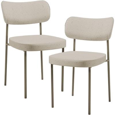 Kit 02 Cadeiras Para Sala De Jantar Melina Base Arena L02 Linho Bege - Lyam Decor