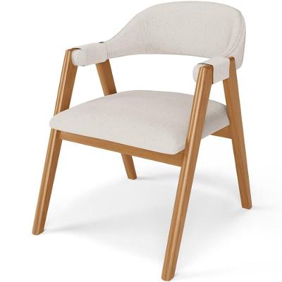 Cadeira De Jantar E Estar Living Estofada Nadja L02 Linho Cru - Lyam Decor