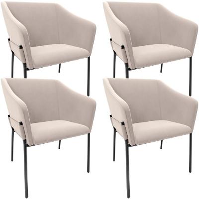 Kit 4 Cadeiras Para Sala De Jantar Estar Living Olívia L02 Suede Bege - Lyam Decor