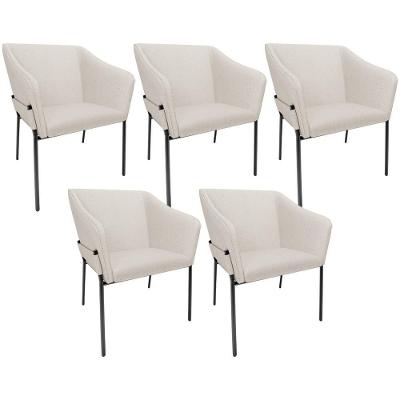 Kit 5 Cadeiras Para Sala De Jantar Estar Living Olívia L02 Linho Cru - Lyam Decor