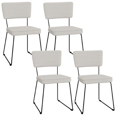Kit 04 Cadeiras Decorativas Para Sala De Jantar Allana L02 Bouclê Cru - Lyam