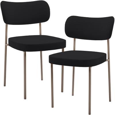 Kit 02 Cadeiras Para Sala De Jantar Melina Base Arena L02 Suede Preto - Lyam Decor