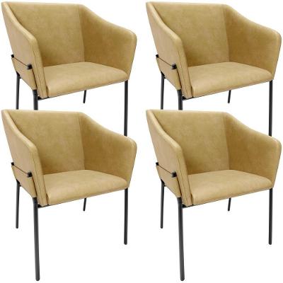 Kit 4 Cadeiras Para Sala De Jantar Estar Living Olívia L02 Couríssimo Fendi - Lyam Decor