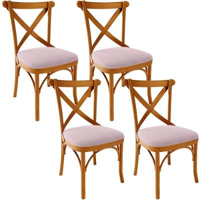 Kit 04 Cadeiras Para Sala De Jantar E Estar Living Estofada ávila L02 Suede Rosê - Lyam