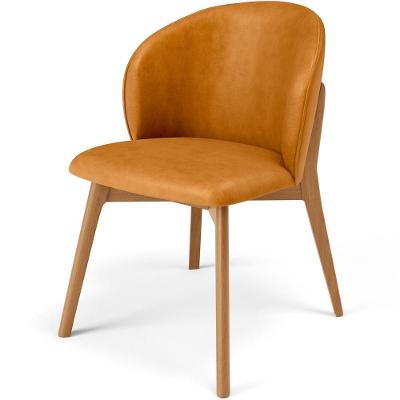 Cadeira De Jantar E Estar Living Estofada Mia L02 Couríssimo Whisky - Lyam Decor