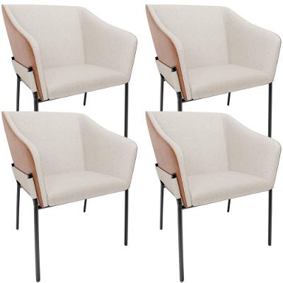 Kit 4 Cadeiras Para Sala De Jantar Estar Living Olívia L02 Linho Cru Couríssimo Camel - Lyam Decor