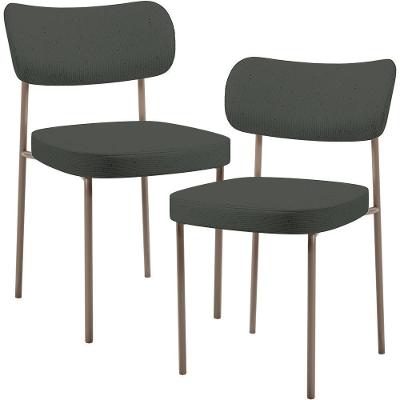 Kit 02 Cadeiras Para Sala De Jantar Melina Base Arena L02 Linho Verde Musgo - Lyam Decor