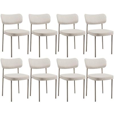 Kit 08 Cadeiras Estofadas Para Sala De Jantar Melina Base Arena L02 Linho Cru - Lyam Decor