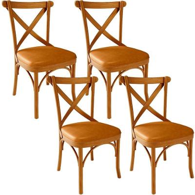Kit 04 Cadeiras Para Sala De Jantar E Estar Living Estofada ávila L02 Couríssimo Whisky - Lyam