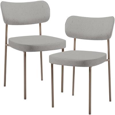 Kit 02 Cadeiras Para Sala De Jantar Melina Base Arena L02 Linho Cinza - Lyam Decor
