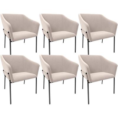 Kit 6 Cadeiras Para Sala De Jantar Estar Living Olívia L02 Suede Bege - Lyam Decor