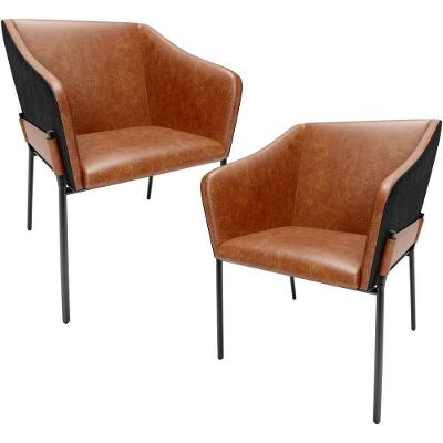 Kit 2 Cadeiras Para Sala De Jantar Estar Living Olívia L02 Couríssimo Camel Preto - Lyam Decor