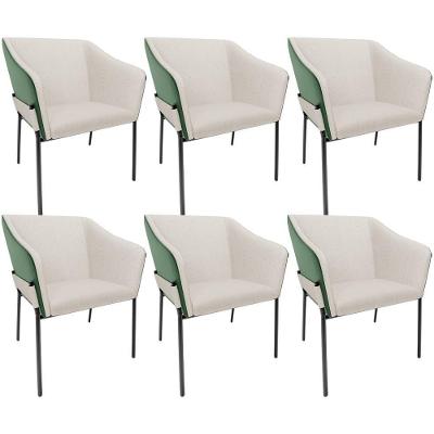 Kit 6 Cadeiras Para Sala De Jantar Estar Living Olívia L02 Linho Cru Couríssimo Verde - Lyam Decor