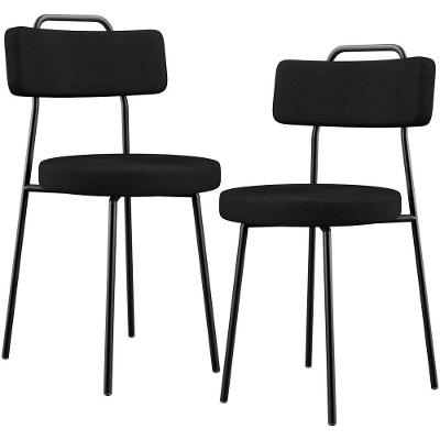 Kit 02 Cadeiras Decorativas Estofada Para Sala De Jantar Barcelona L02 Poliéster Preto - Lyam