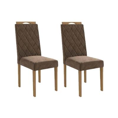 Cadeira Sala De Jantar 2cad152ea Kit 2 Un Eucalipto/veludo Marrom A033 - Kappesberg