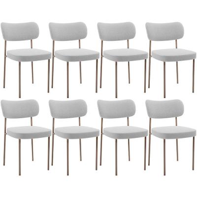 Kit 08 Cadeiras Estofadas Para Sala De Jantar Melina Base Arena L02 Bouclê Cinza - Lyam Decor