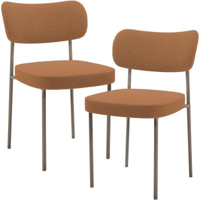 Kit 02 Cadeiras Para Sala De Jantar Melina Base Arena L02 Bouclê Terracota - Lyam Decor