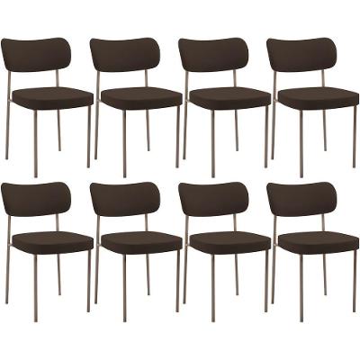 Kit 08 Cadeiras Estofadas Para Sala De Jantar Melina Base Arena L02 Suede Marrom - Lyam Decor