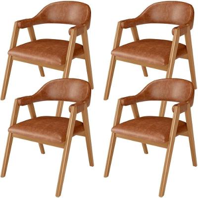 Kit 04 Cadeiras De Jantar E Estar Living Estofada Nadja L02 Couríssimo Camel - Lyam Decor