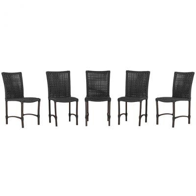 5 Cadeiras De Jantar Cannes De Alumínio Pintura Marrom Trama Preto