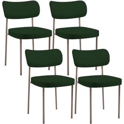 Kit 04 Cadeiras Decorativa Estofada Para Sala De Jantar Melina Base Arena L02 Suede Verde Musgo - Lyam Decor