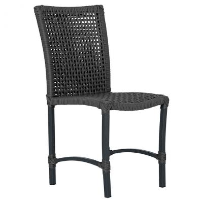 1 Cadeira De Jantar Cannes De Alumínio Pintura Preta Trama Preto