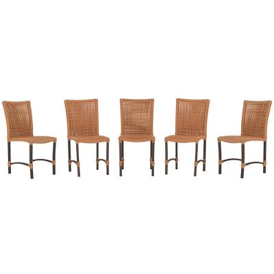 5 Cadeiras De Jantar Cannes De Alumínio Pintura Marrom Trama Terra Cota