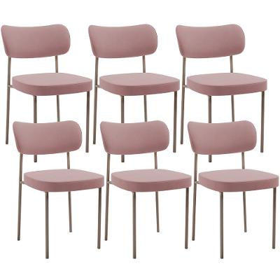 Kit 06 Cadeiras Estofadas Para Sala De Jantar Melina Base Arena L02 Suede Rosê - Lyam Decor