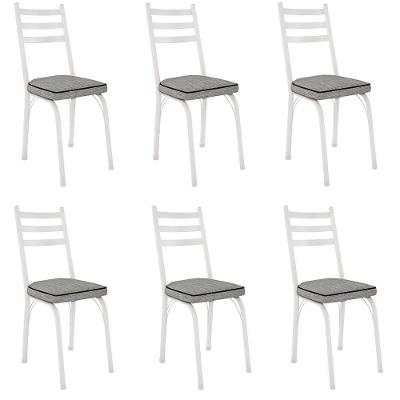 Kit 6 Cadeiras Para Cozinha Tubular D-13 Nara De Aço Branco-grafiato
