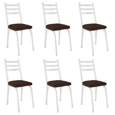 Kit 6 Cadeiras Para Cozinha Tubular D-13 Nara De Aço Branco-imbuia