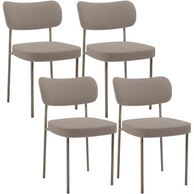 Kit 04 Cadeiras Decorativa Estofada Para Sala De Jantar Melina Base Arena L02 Bouclê Bege - Lyam Decor