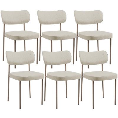 Kit 06 Cadeiras Estofadas Para Sala De Jantar Melina Base Arena L02 Linho Champagne - Lyam Decor