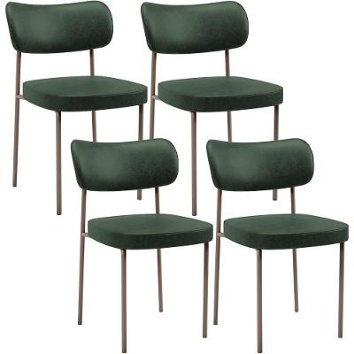 Kit 04 Cadeiras Decorativa Estofada Para Sala De Jantar Melina Base Arena L02 Couríssimo Verde Musgo - Lyam Decor