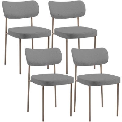 Kit 04 Cadeiras Decorativa Estofada Para Sala De Jantar Melina Base Arena L02 Linho Cinza Escuro - Lyam Decor