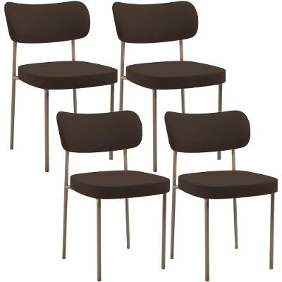 Kit 04 Cadeiras Decorativa Estofada Para Sala De Jantar Melina Base Arena L02 Suede Marrom - Lyam Decor