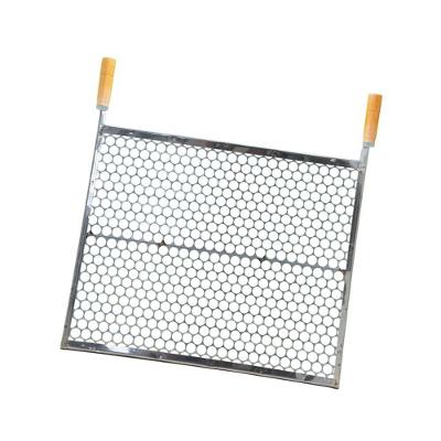 Grelha Especial Inox Moeda 40x50 Para Churrasco Cabo Madeira - Gudim