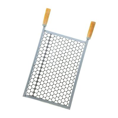 Grelha Popular Moeda Inox 45x30 Para Churrasco Cabo Madeira N° 2 - Gudim