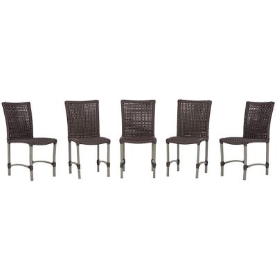 5 Cadeiras De Jantar Cannes De Alumínio Pintura Fendi Trama Marrom