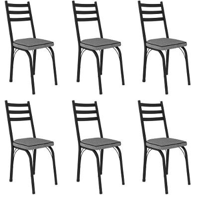 Kit 6 Cadeiras Para Cozinha Tubular D-13 Nara De Aço Preto-andorinha