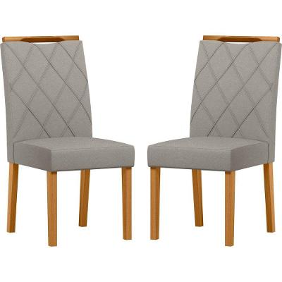 Conjunto Com 2 Cadeiras De Jantar Estofada Sarah Ypê Animalle Marfim Wd25