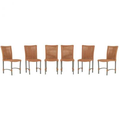 6 Cadeiras De Jantar Cannes De Alumínio Pintura Fendi Trama Terra Cota